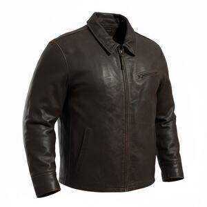 Eddie Bauer Distressed Brown Buffalo Leather Jacket 3XL Talon Zipper Buckles